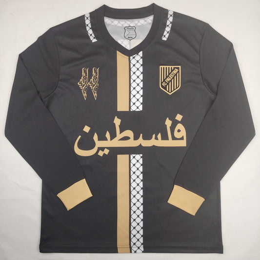 Palestine "فلسطين" Premium Black Gold/White stripe long sleeve Kit